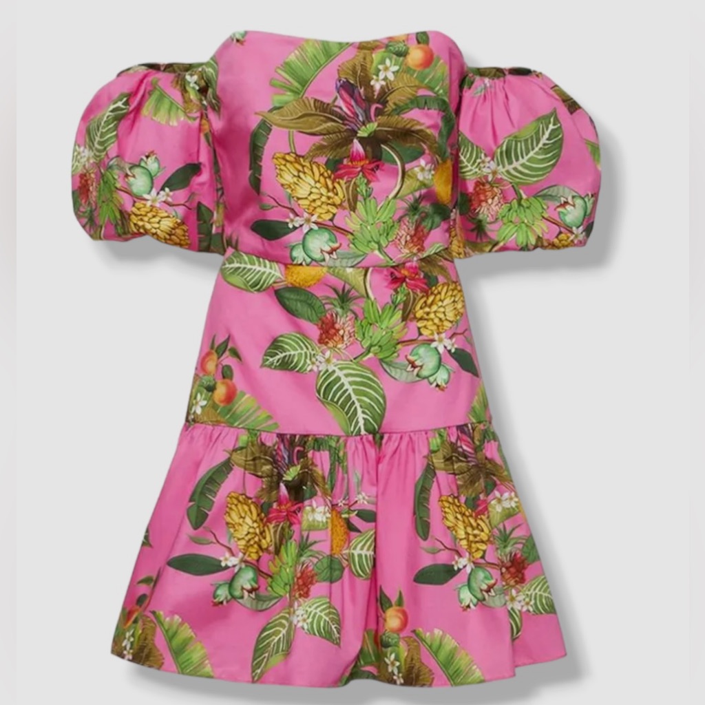 Vibrant Pink Floral Off-Shoulder Dress Borgo De Nor Ziggy Mini Dress - Pink